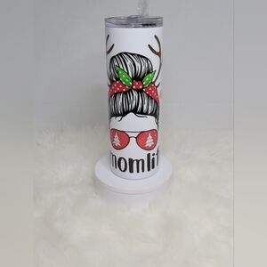Holiday Momlife 20oz Tumbler With Lid and Straw